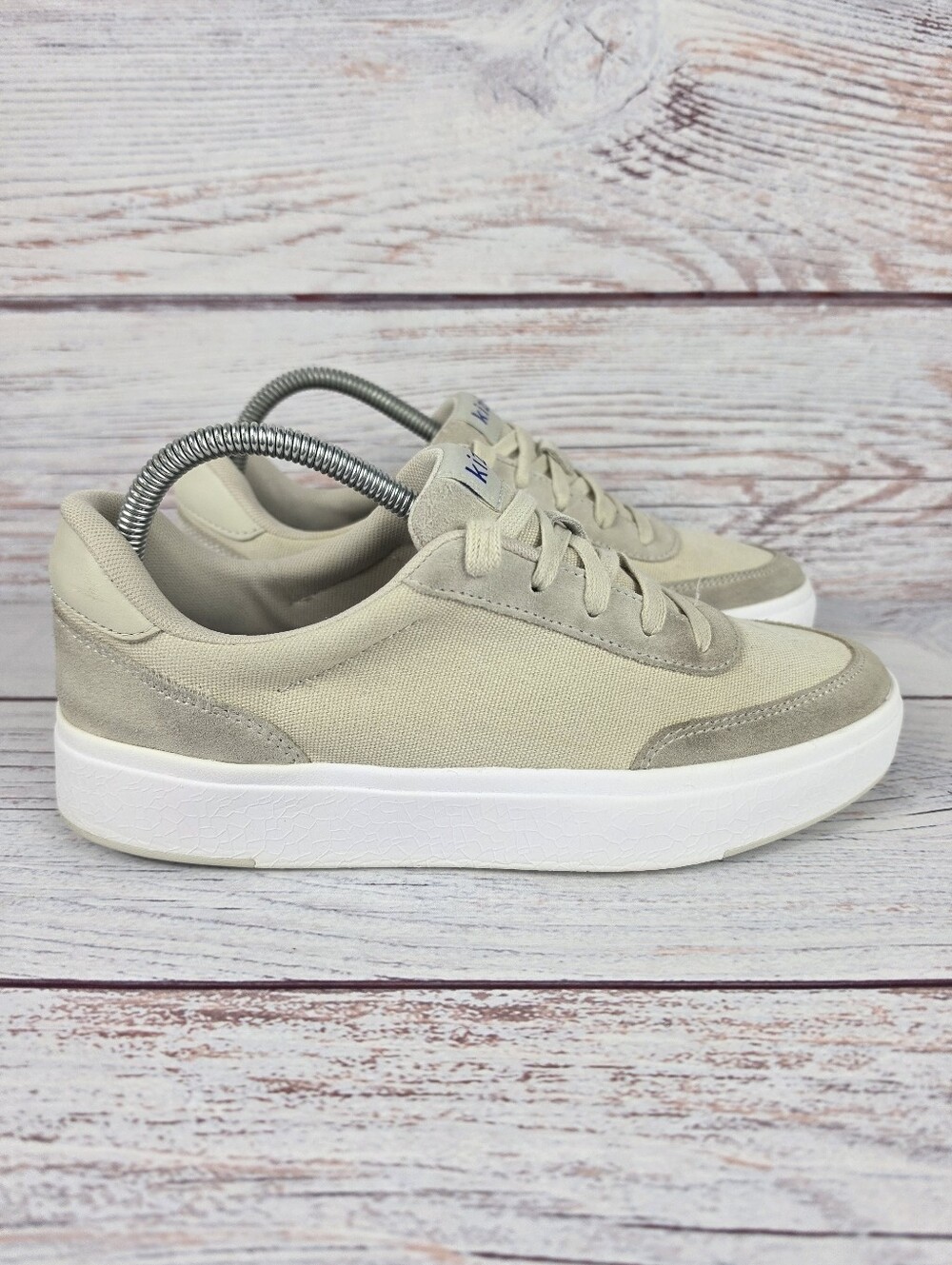 Kizik Prague 2 Canvas Suede Hands Free Sneakers Womens Size 9 Slip On Bone Beige